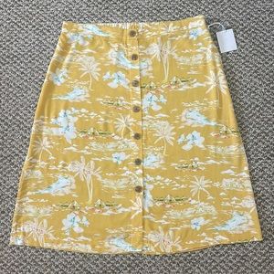 LC Lauren Conrad Tropical Print Button Front Skirt - Yellow
